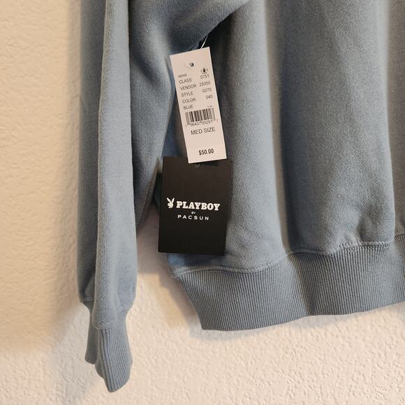 Playboy Unisex Size Medium Crew Neck Blue 90's Sexy Bunny Logo Sweatshirt NWT - Picture 4 of 5